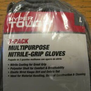 H26- NIP (3) Pairs Multipurpose Nitrile Grip Gloves
